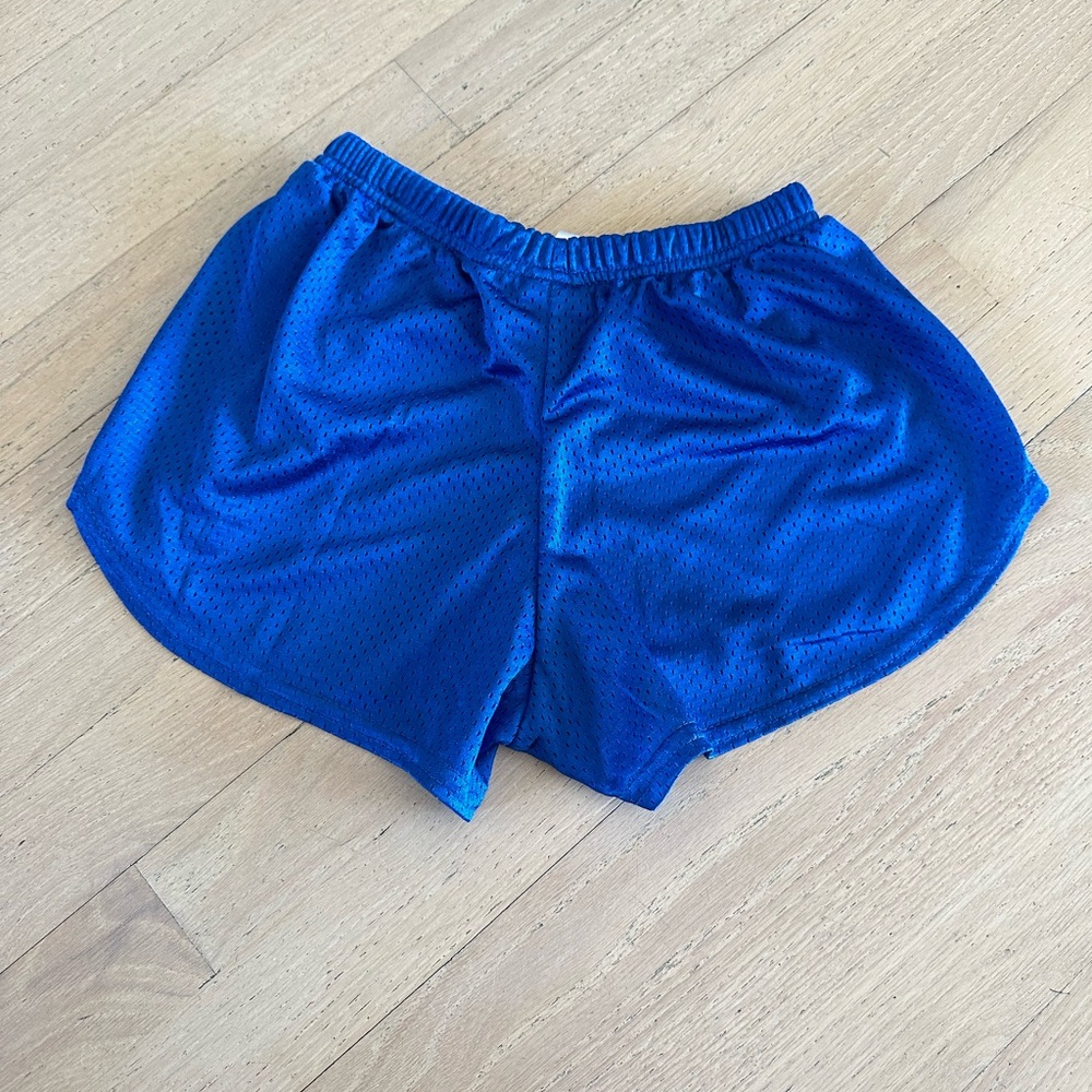 Bright blue mesh soffe shorts